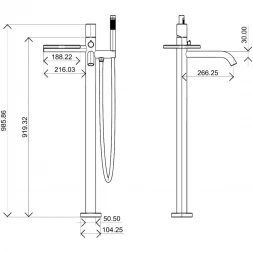 Смеситель напольный для ванны Boheme Stick Touch 129-BRB.2 бронза матовая