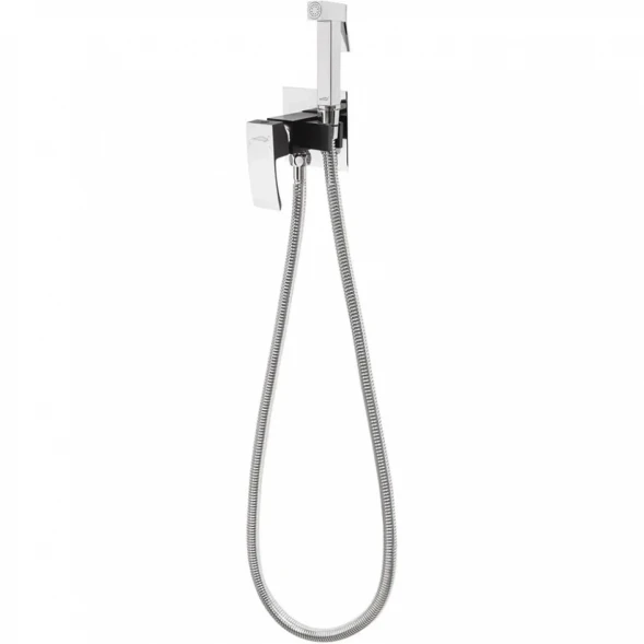 Гигиенический душ Hansberge Cubito H3077BC со смесителем, хром/черный матовый