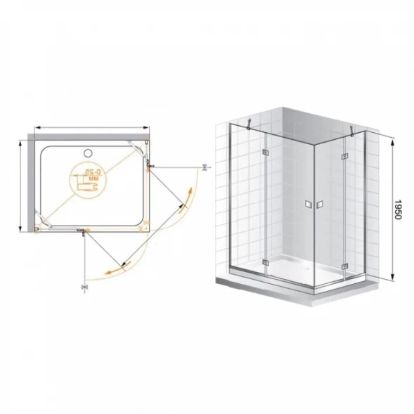 Душевой уголок Cezares Verona 120x90 см текстурное стекло VERONA-W-AH-2-120/90-P-Cr-R