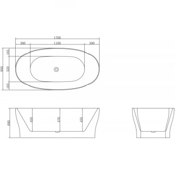 Акриловая ванна BelBagno BB403-1700-850 170x85 см, отдельностоящая, белый