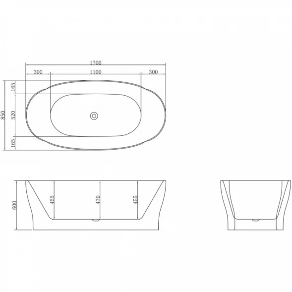 Акриловая ванна BelBagno BB403-1700-850 170x85 см, отдельностоящая, белый