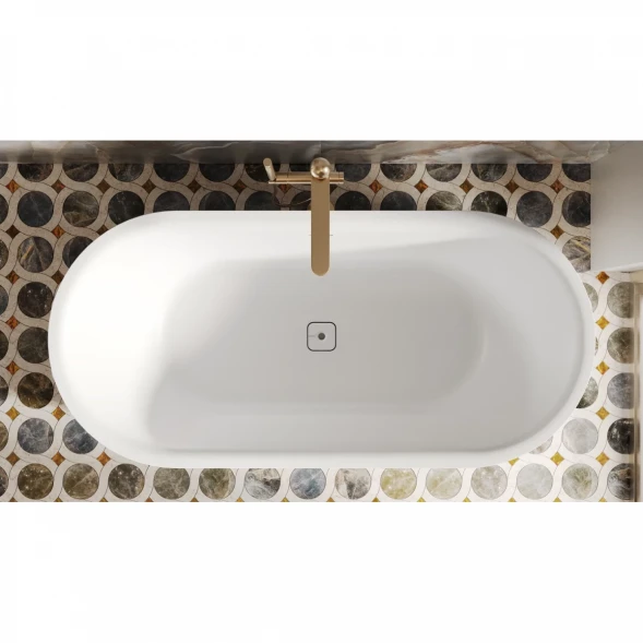 Ванна из литьевого мрамора Salini S-Stone Perla 1049201M 170x80 см, отдельностоящая, белый матовый