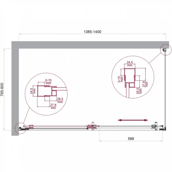 Душевой уголок BelBagno Luce LUCE-AH-1-140/80-C-Cr 140x80 см, профиль хром, стекло прозрачное