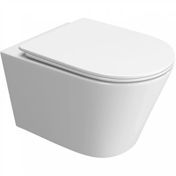 Унитаз подвесной BelBagno Tre BB5180CH-TOR/SC безободковый, торнадо, с сиденьем микролифт, белый