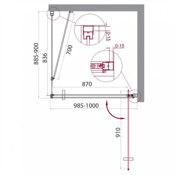 Душевой уголок 100x90 см BelBagno MARMI-AH-1-100/90-C-Cr прозрачное