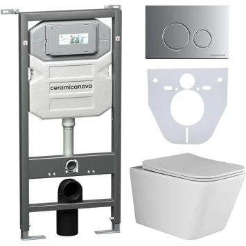 Комплект подвесной унитаз Ceramica Nova Metric CN3007 + система инсталляции Ceramica Nova Envision Round CN1001M + CN1000
