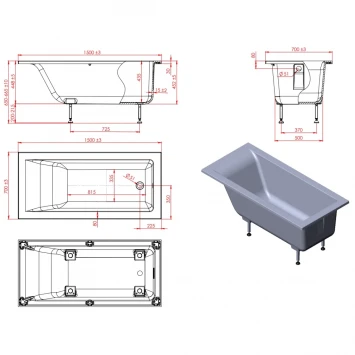 Ванна из литьевого мрамора Astra-Form Нейт Solid Surface 01010053 150x70 см, белый матовый
