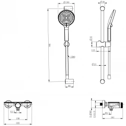 Смеситель для душа Wonzon & Woghand Click WW-B2052-A-CR с душевым гарнитуром, хром