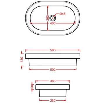 Раковина 58,3x36,3 см Artceram Fuori Scala TFL033 01 00