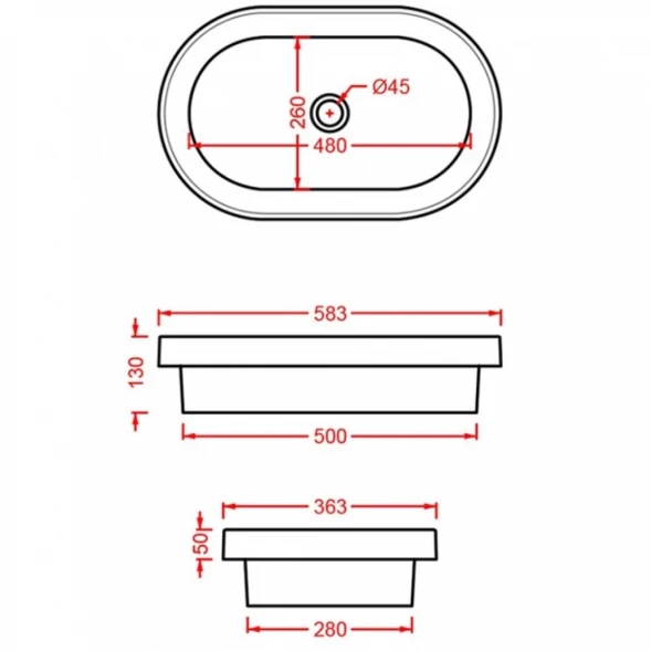 Раковина 58,3x36,3 см Artceram Fuori Scala TFL033 01 00