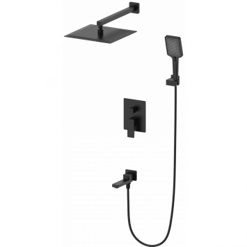 Душевой комплект Wonzon & Woghand Cube 2.0 WW-88087068-MB 300 мм, со смесителем, черный матовый