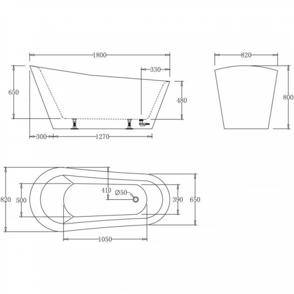 Акриловая ванна 180x82 см BelBagno BB63-1800-W0