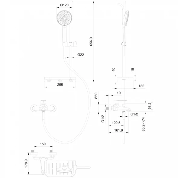 Смеситель для ванны Wonzon &amp; Woghand Alfa WW-AE3201-MW с душевым гарнитуром, белый матовый