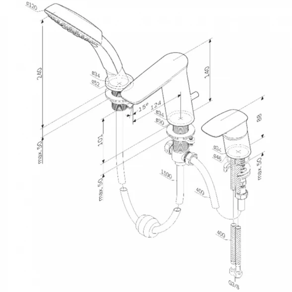 Смеситель на борт ванны Am.Pm Inspire 2.0 F50A01300