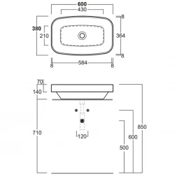 Раковина 60x38 см Simas Baden Baden BB11bi