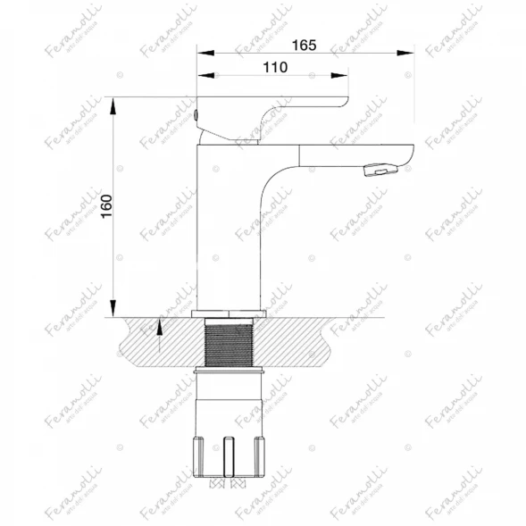 Смеситель для раковины Feramolli Pura BL642 черный матовый