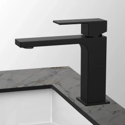 Смеситель для раковины Vincea Cube VBF-1C01MB без донного клапана, черный матовый