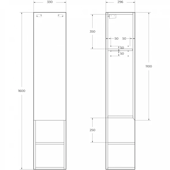 Пенал BelBagno Kraft KRAFT-1600-1A-SC-RT-L подвесной L, Rovere Tabacco
