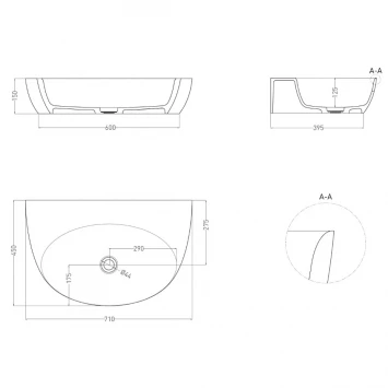 Раковина 71x45 см Salini S-Sense Alda Wall 03 140313G