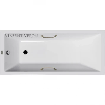 Ванна чугунная Vinsent Veron Square VSQ1707545H/VH0012BR 170x75 см, с ручками, белый