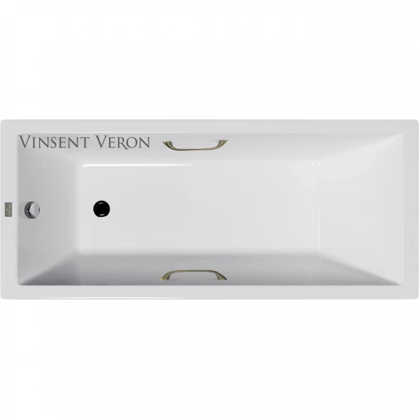 Ванна чугунная Vinsent Veron Square VSQ1707545H/VH0012BR 170x75 см, с ручками, белый