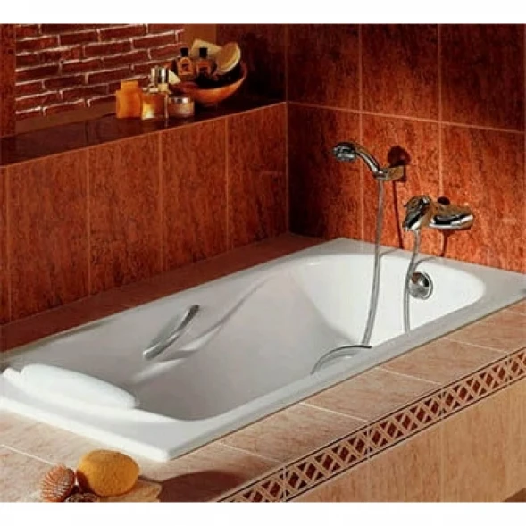Ванна чугунная Roca Haiti 2327G000R 170x80 см, с отверстиями под ручки, антискользящим покрытием, белый