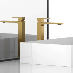 Смеситель для раковины Vincea Cube VBF-1C02BG без донного клапана, Золото матовый