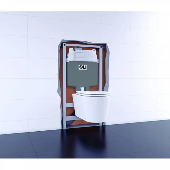 Инсталляция для унитаза OLI 74 Slim 601801mSl00 с кнопкой смыва, хром