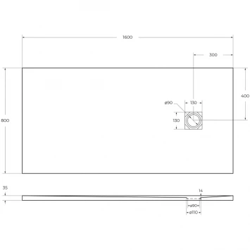 Душевой поддон BelBagno Uno TRAY-MR-UNO-AH-160/80-35-W-BO 160x80 см, из литьевого мрамора, прямоугольный, белый