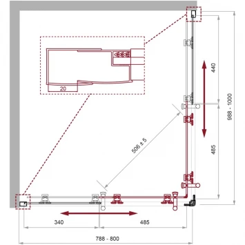 Душевой уголок 100x80 см BelBagno UNO-195-AH-2-100/80-C-NERO прозрачное