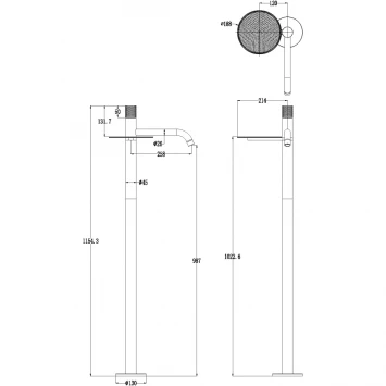 Смеситель напольный для раковины Boheme Stick Diamond 120-BB черный матовый