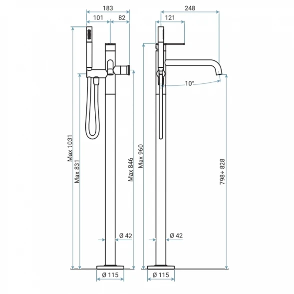 Смеситель напольный для ванны Emmevi Filobrass 85030/CR хром