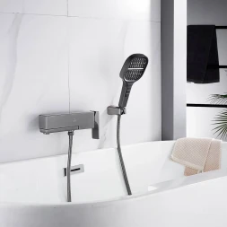 Смеситель для ванны Rose R1002T с душевым гарнитуром, оружейная сталь