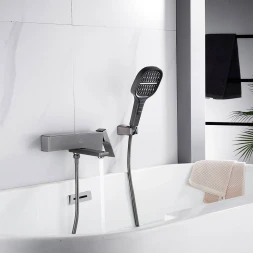 Смеситель для ванны Rose R1002T с душевым гарнитуром, оружейная сталь