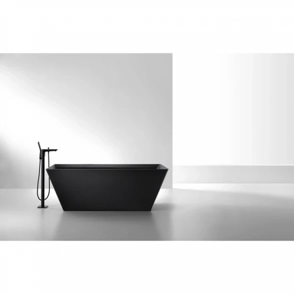 Ванна из литьевого мрамора Abber Berlin AM9912B 170x75 см, отдельностоящая, черный матовый