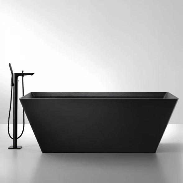Ванна из литьевого мрамора Abber Berlin AM9912B 170x75 см, отдельностоящая, черный матовый