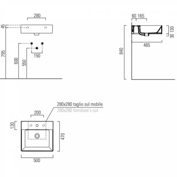 Раковина 50x47 см GSI Kube X 9430126