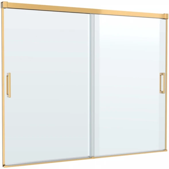 Шторка на ванну Cezares Tandem Soft TANDEM-SOFT-VF-2-180/145-C-BORO-IV 180 см, профиль золотой матовый, стекло прозрачное