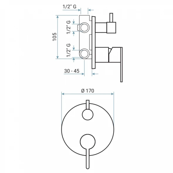Смеситель для ванны Emmevi Filobrass 85019CER/CR встраиваемый, хром
