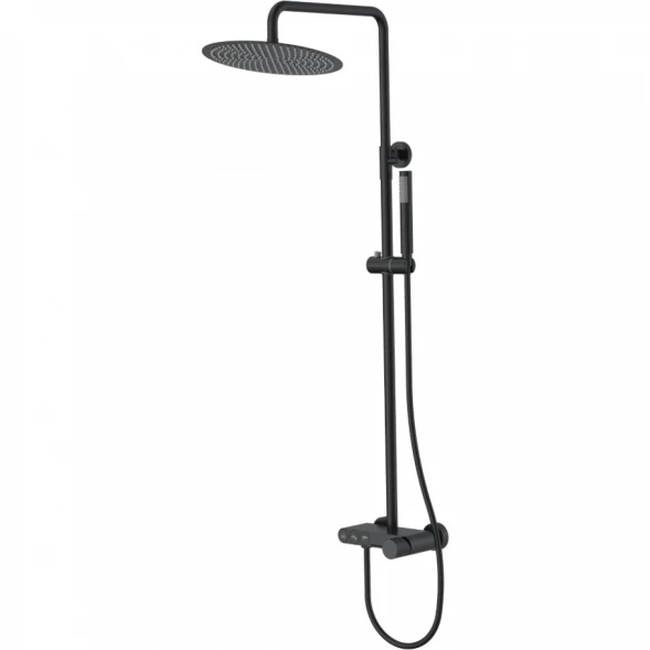 Душевая система Boheme Stick Spirale 128-BB.4 300 мм, со смесителем, черный матовый