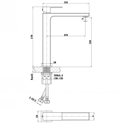 Смеситель для раковины Vincea Cube VBF-1C02GM без донного клапана, вороненая сталь