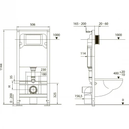 Инсталляция для унитаза Tece TECEspring V S401204 с кнопкой смыва, черный матовый