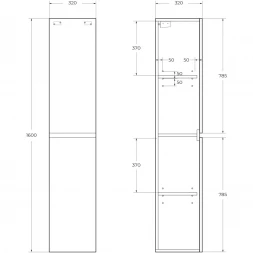 Пенал BelBagno Albano ALBANO-1600-2A-SC-BL-P подвесной L/R, Bianco Lucido