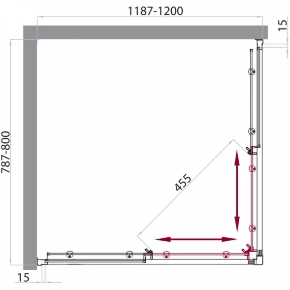 Душевой уголок 120x80 см BelBagno Uno UNO-AH-2-120/80-C-Cr прозрачное