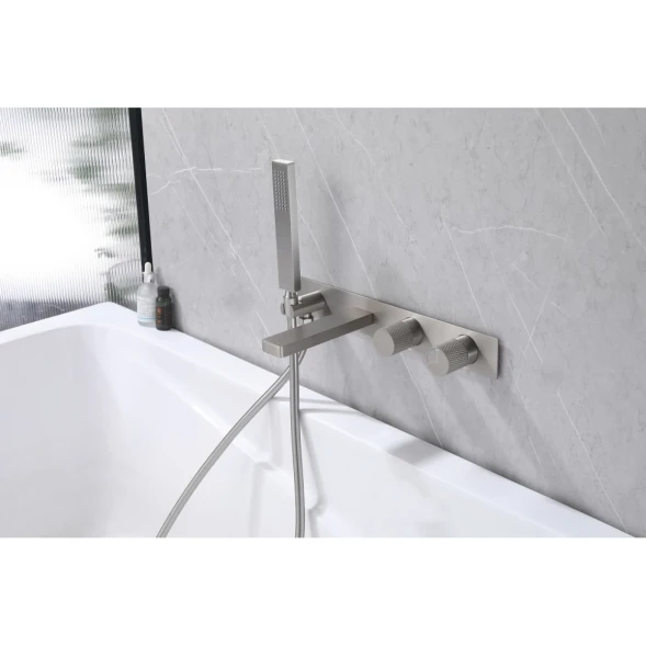Смеситель для ванны Abber Rund AF8730SP CoolStart, встраиваемый, с душевым гарнитуром, сатин