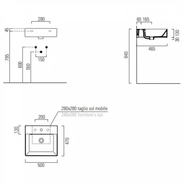 Раковина 50x47 см GSI Kube X 9430109