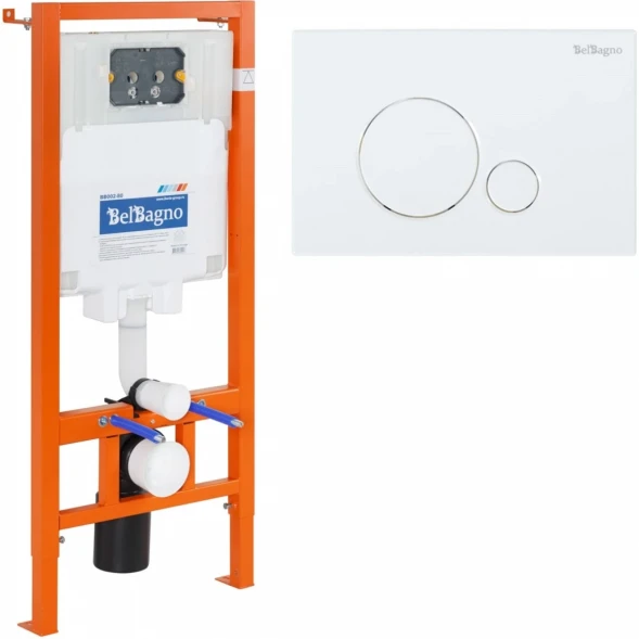 Инсталляция для унитаза BelBagno Sfera BB002-80/BB014-SR-BIANCO с кнопкой смыва, белый