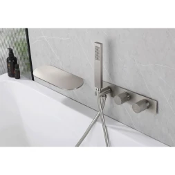 Смеситель для ванны Abber Rund AF8731SP CoolStart, встраиваемый, с душевым гарнитуром, сатин