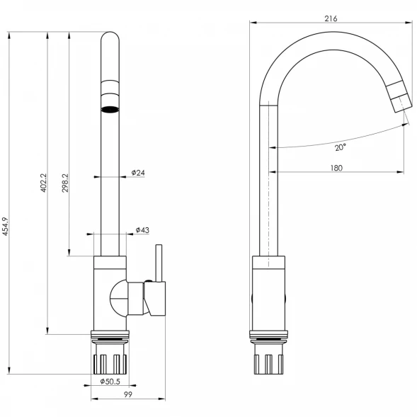 Смеситель для кухни Wonzon &amp; Woghand WW-A21102-MB черный матовый