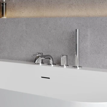 Смеситель на борт ванны AQUAme Siena AQM6219CR с душевым гарнитуром, хром